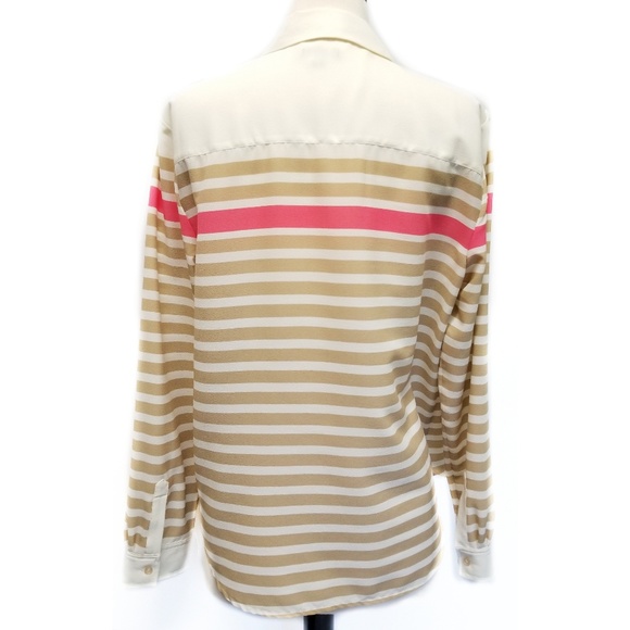TALBOTS New Chiffon Striped Button Front Shirt 8 M - Picture 4 of 8